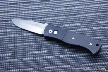 Складной автоматический нож Pro-Tech Emerson, Spear-Point  Plain Edge, Stonewash Blade, Black Aluminum & Carbon fiber Handle