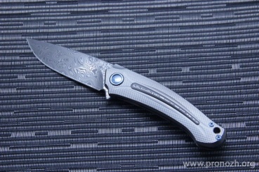 Складной нож MKM Knives  Arvenis, Damascus Steel, Titanium Handle with Damasteel  Inlay