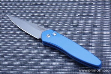 Автоматический складной нож Pro-Tech Newport, Stonewashed Blade, Crucible CPM S35VN Steel, Blue Aluminum Handle