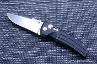 Складной нож Hogue EX-01 3.5" Drop Point, Stone-Tumbled  Blade, Black Aluminum Handle