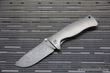 Cкладной нож Lion Steel SR-1, Chad Nichols Damascus StarFire Blade, Gray Anodized Titanium Handle