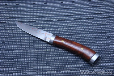   Maruyoshi  Hand Crafted by Saji Takeshi, Shirogami Core Forged with Rrainbow Damascus, Urushi Lacqueared Rosewood Handle