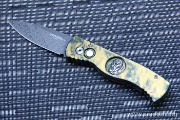 Складной автоматический нож Pro-Tech TR-2 Zombi Splash Custom (Chad Nichols Damascus)