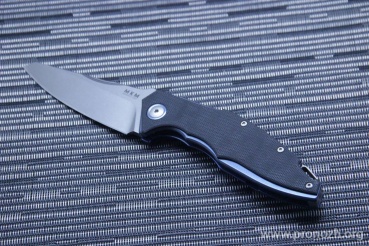  MKM Knives  Raut Front Flipper, Stonewashed Blade, Black G-10 Handle