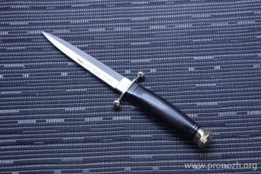   LINDER SOLINGEN  Dagger 5", Satin Finish Blade, Ebony Handle, Leather Sheath