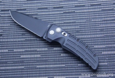 Складной автоматический нож Hogue EX-01 3.5" Drop Point  Auto, Black Blade, Black Aluminum Handle